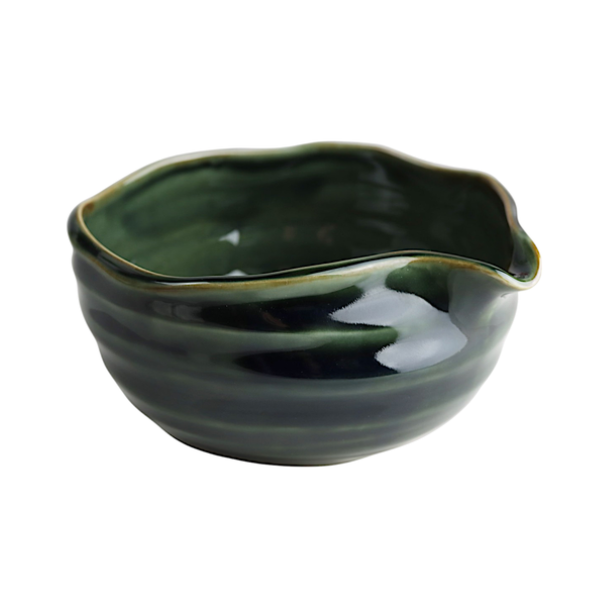 Katakuchi Matcha Bowl With Spout Green Oribe